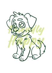dog vector with text friendly and happy in transparent background
