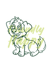 dog vector with text friendly and happy in transparent background
