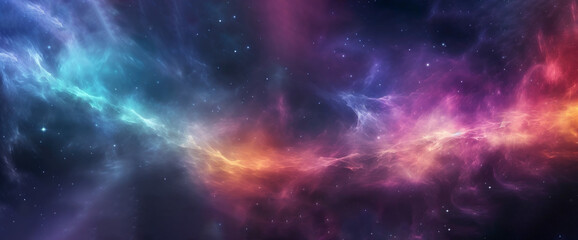 Fototapeta premium Colorful Cosmic Space Galaxy Cloud Nebula in Night Sky. Vibrant Blue and Purple Galaxy with Stars and Swirls of Color, Universe Science Astronomy Background, Supernova Background Wallpaper