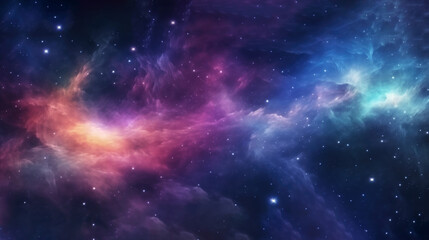 Colorful Cosmic Space Galaxy Cloud Nebula in Night Sky. Vibrant Blue and Purple Galaxy with Stars and Swirls of Color, Universe Science Astronomy Background, Supernova Background Wallpaper