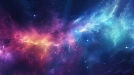 Colorful Cosmic Space Galaxy Cloud Nebula in Night Sky. Vibrant Blue and Purple Galaxy with Stars and Swirls of Color, Universe Science Astronomy Background, Supernova Background Wallpaper