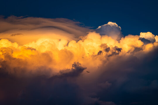Dramatic storm clouds at sunset