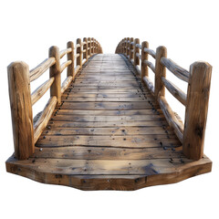Fototapeta premium Wooden bridge isolated on a transparent background for web, banner, wallpaper