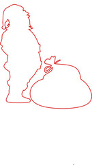 Santaclaus and gift outline  drawing vector