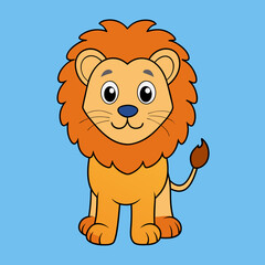 Lion Cartoon Icon Vector Art Illustration