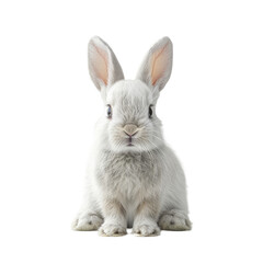 White bunny isolated on a transparent background for web, banner, wallpaper