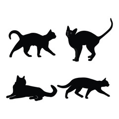Hand drawing domestic animal silhouettes illustration