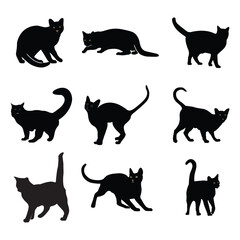 Hand drawing domestic animal silhouettes illustration