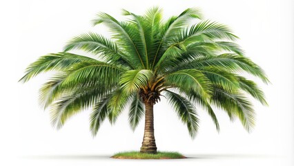Obraz premium Tropical palm tree isolated on white background, tropical, palm tree, isolated, white background, exotic, tropical plant, vacation