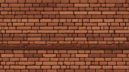 A 2D game level brick wall design, brick texture with simple details, platformer game element, brickwork seamless background
