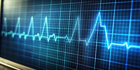 Closeup of an EKG monitor showing heart rate and pulse rate, medical equipment, healthcare, monitoring, vital signs