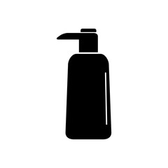 Shampoo bottle and foam vector icon.simpel flat black illustration on white background..eps
