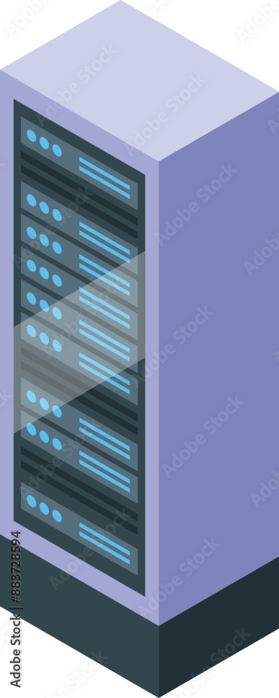 Aufkleber server rack, the backbone of modern data storage, is shown processing and storing digital informatio