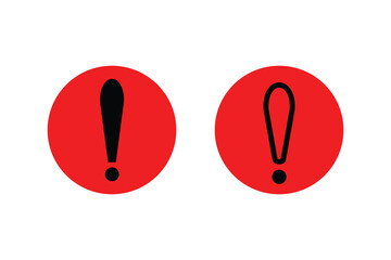 exclamation mark of warning attention. Vector illustration. Danger, attention, red and black fatal error message element. Caution alarm icons set. Alert icon in circle.