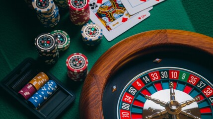 Digital Surge: Smartphone Reveals Bitcoin Value Peak, Surrounded by Casino Chips and Dice Echoing iGaming Excitement.