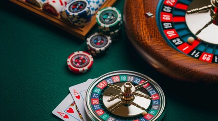 Digital Surge: Smartphone Reveals Bitcoin Value Peak, Surrounded by Casino Chips and Dice Echoing iGaming Excitement.