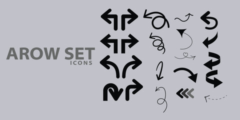 iusstration of arrow black icons set vector file, different types of arrows sign