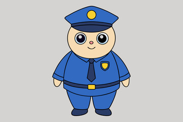 Cartoon Police Officer Full Body Vector Art Illustration