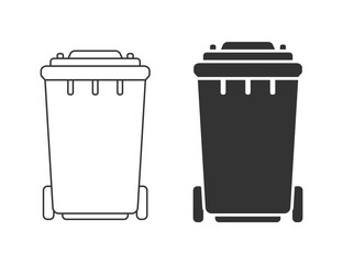 Recycle bins, outline and flat style, vector eps10 illustration