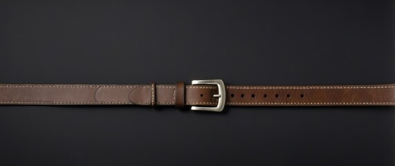 Leather belt on a black background, perfect for fashion and style concepts or promotions