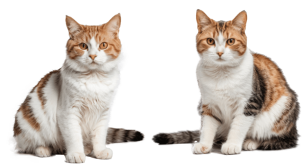 two orange cats full body shot isolated on transparent background