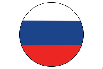 National flag of Russia circle design isolated on white background