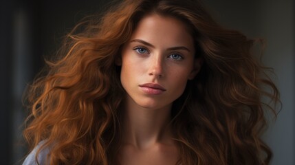 Naklejka premium portrait of a woman with impeccable skin, her makeup enhancing her natural beauty.generative ai