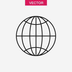 Globe grid line icon. Planet Earth outline sign. World symbol flat trendy style illustration on white background..eps