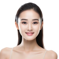 Fototapeta premium Portrait of cute japan women spa healthy skin, isolated on white background .generative ai