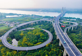 Aerial Scenery of Runyang Bridge in Jiangsu Province, China
