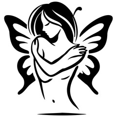 Butterfly woman silhouette vector illustration set featuring elegant fairy designs. Perfect for mystical and fantasy-themed design projects