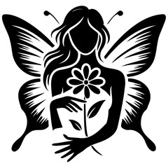 Butterfly woman silhouette vector illustration set featuring elegant fairy designs. Perfect for mystical and fantasy-themed design projects