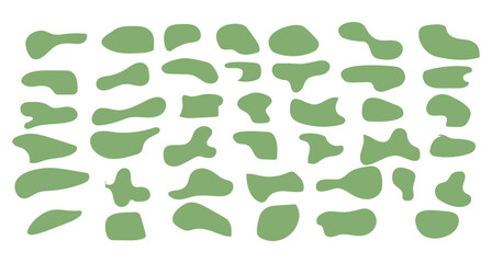 Blob shape organic set. Fluid green and blue  blob shape vector for abstract design. Irregular random minimal blob form. Abstract watery forms template. Organic blobs set icon on white background.