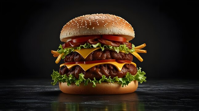 a hyperrealistic 3D renderin of a hamburger with baco.generative.ai
