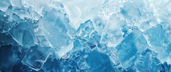 Obraz premium Abstract blue ice background, textured and frozen crystal wall with copy space for design