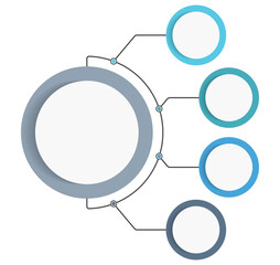 Circle infographic template with four steps or options, workflow or process diagram