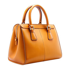 Saffron blank leather handbag mockup isolated on transparent background