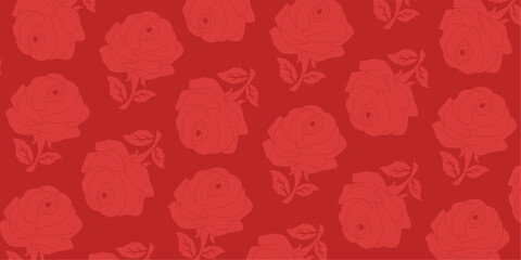 red background rose flower silhouette pattern. beautiful design for banner, greeting card, poster, web.