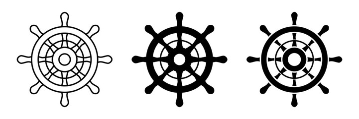 Obraz premium boat steering wheel icon set. vintage design isolated on white background