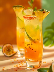 Vibrant Yellow and Red Drink