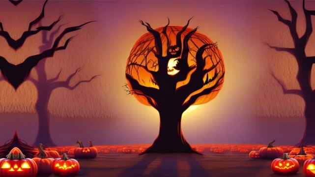 Halloween tree silhouette ,generatiave ai