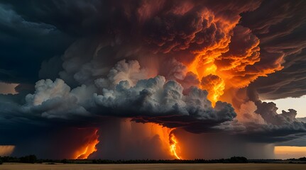 Fototapeta premium Fiery weather phenomenon.generative.ai