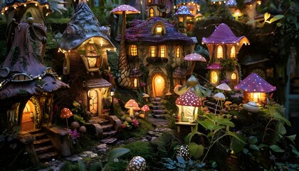 Fototapeta premium fairy village nestled in a forest