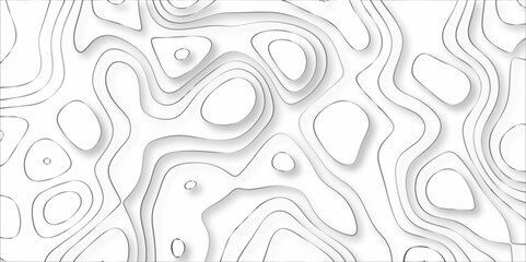 Fototapeta premium Abstract design with black and white abstract papercut and multi-layer cutout geometric pattern on vector Topographic canyon geometric map relief texture with curved layers beautiful design.