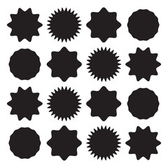 Black starburst sale price seals, stickers and labels for callout and splash, vector star rosettes. 16 starburst.