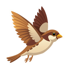 Illustration of Sparrow flying Isolated 