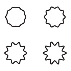 Starburst outline set of 4. Vector illustration.