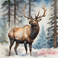 elk in winter