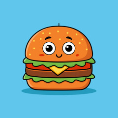 Cartoon Hamburger Vector Art Illustration
