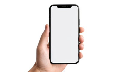 hand holding smart phone isolated on transparent background Remove png, Clipping Path, pen tool